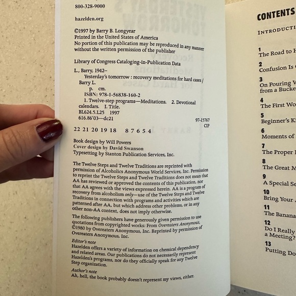 YESTERDAY'S TOMORROW: RECOVERY MEDITATIONS FOR HARD CASES
BARRY LONGYEAR. Book - Picture 11 of 11